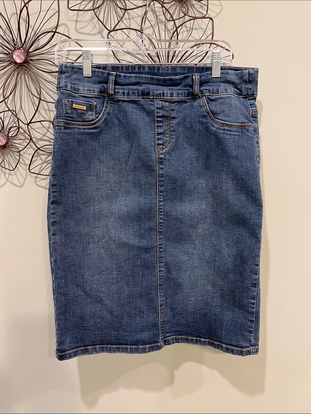 Classic Blue Denim Pencil Skirt - Women